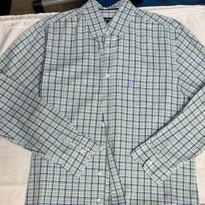 johnnie-O Blue and Green Plaid Button Down Shirt